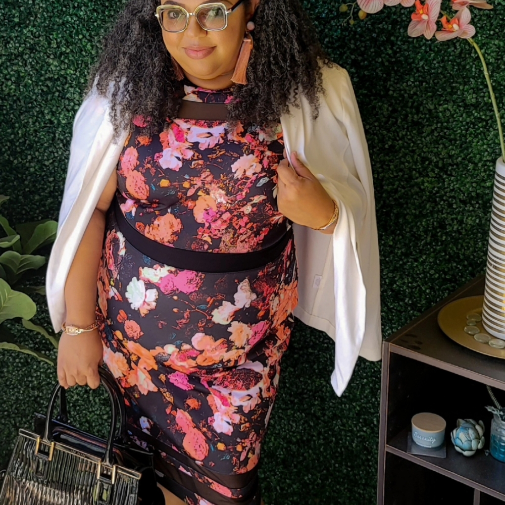 JCP Boutique+ Floral Scuba Dress